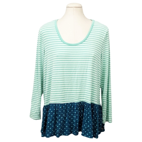 Matilda Jane Tops - Womens Matilda Jane Wonderment Talk Tomorrow Top Tunic Striped Ruffled Large NWT